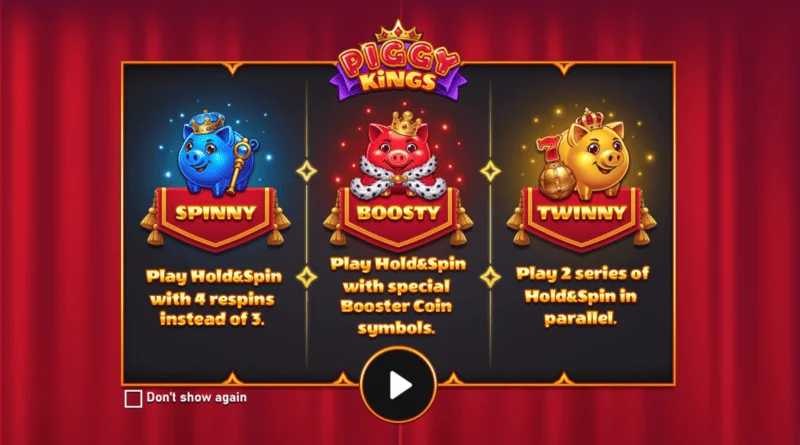 Piggy Kings - aðalskjárinn með þremur svínum og hjólum